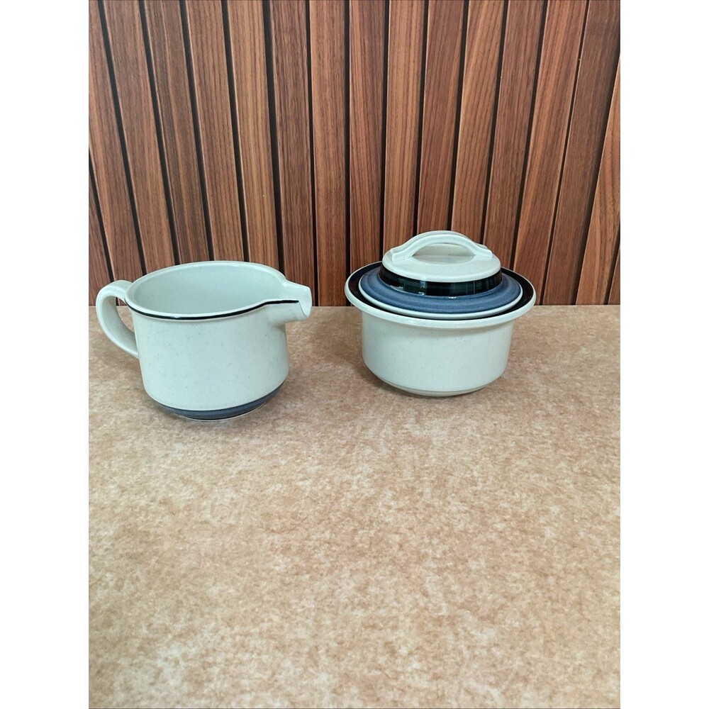 Versatone 2 By Noritake Stoneware Blue/white Sugar & Creamer Set.B336WI6